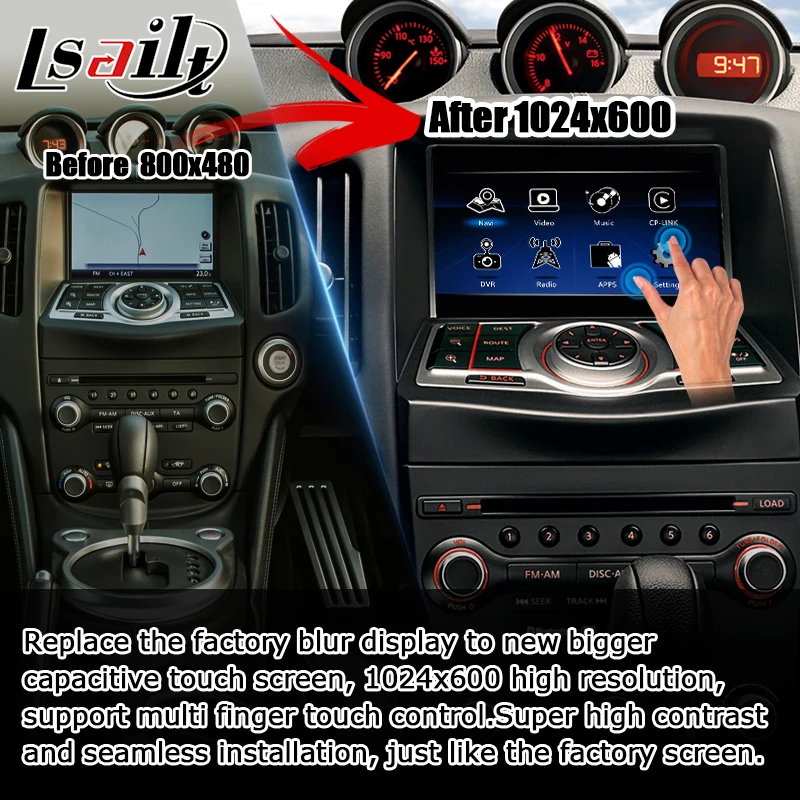 7 inches Android CP AA screen upgrade for Nissan 370z IT08 08IT 2009-2020 with GPS video interface wireless auto by Lsailt