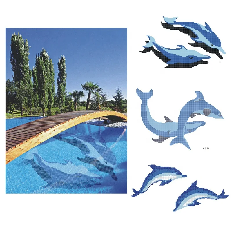 style selections colorful dolphin swimming pool mosaics