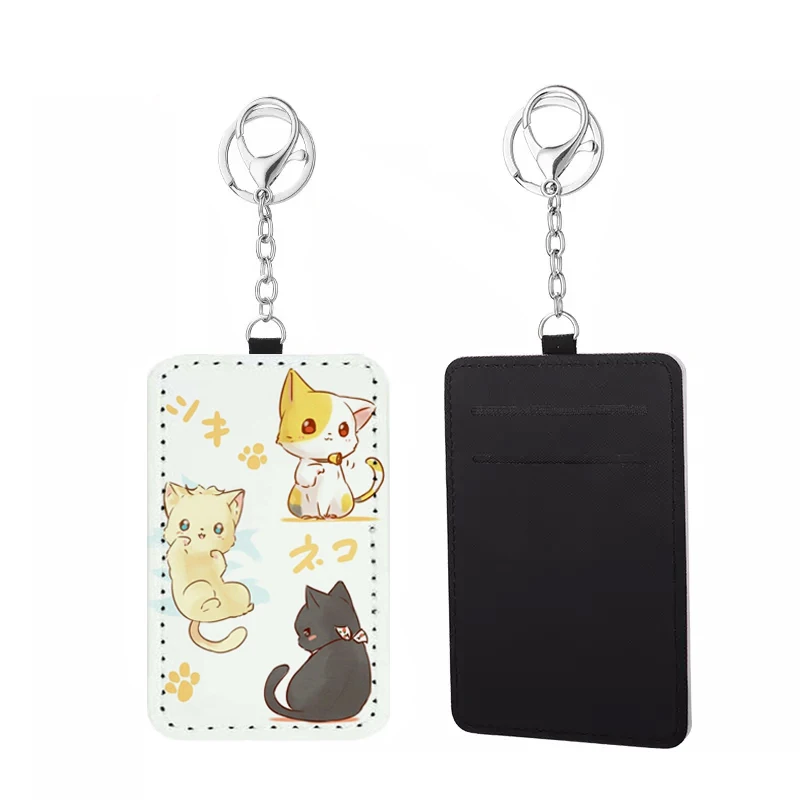 Heat Transfer Custom Design PU Leather White Blank Sublimation Card Holder Keychain