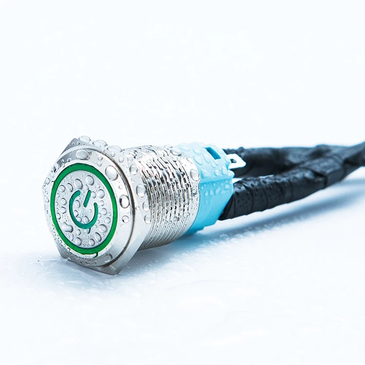 Ce Certificate 16mm Red Led Momentary Latching 250v Metal Push Button With Power Symbol