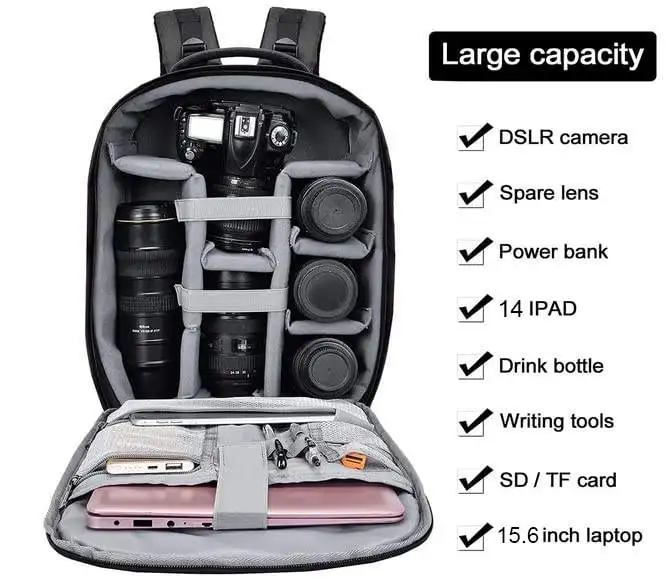 Caden D10 Outdoor Men Travel Shockproof Waterproof Height Quality Large Custom Video Bag Dslr Camera Backpack for Photographers