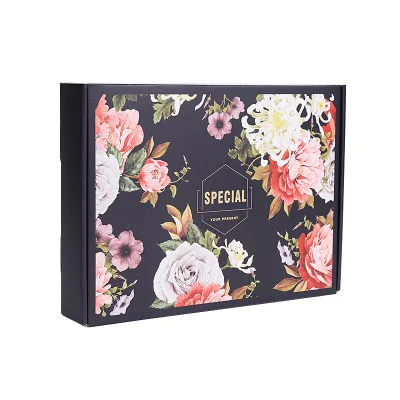 Hot Sale Floral Extra Hard Custom Logo Corrugated Package Express Box Jewelry Clothes Packaging Foldable Carton Box