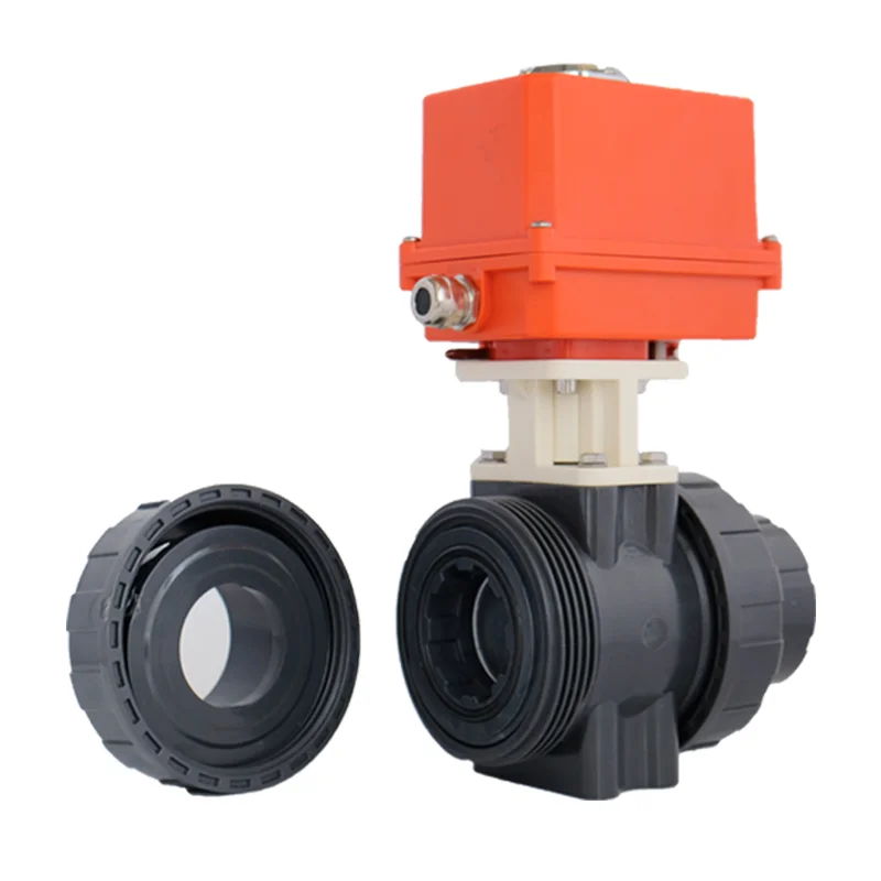 2 way manufacture PVC electric clamp ball valve double union 24v 220v