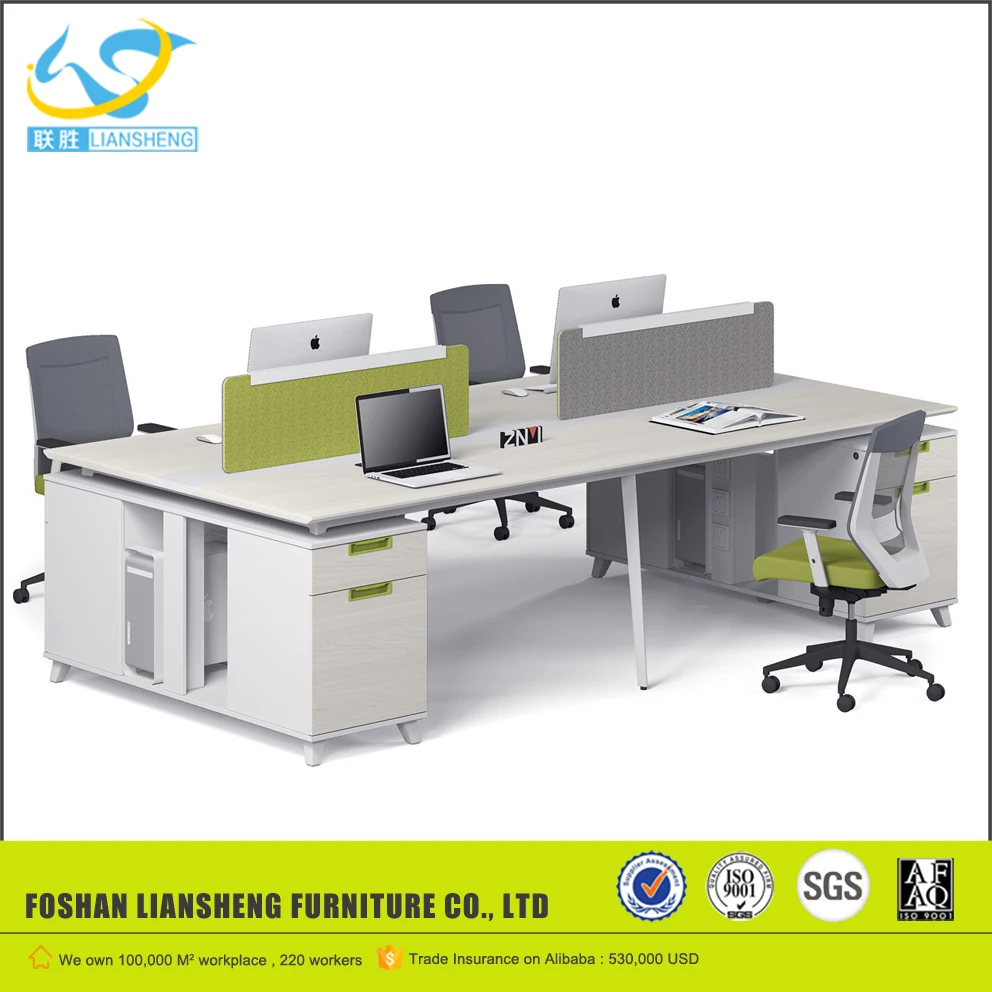 Black Aluminum frame 4 person workstation, modern design office table photos