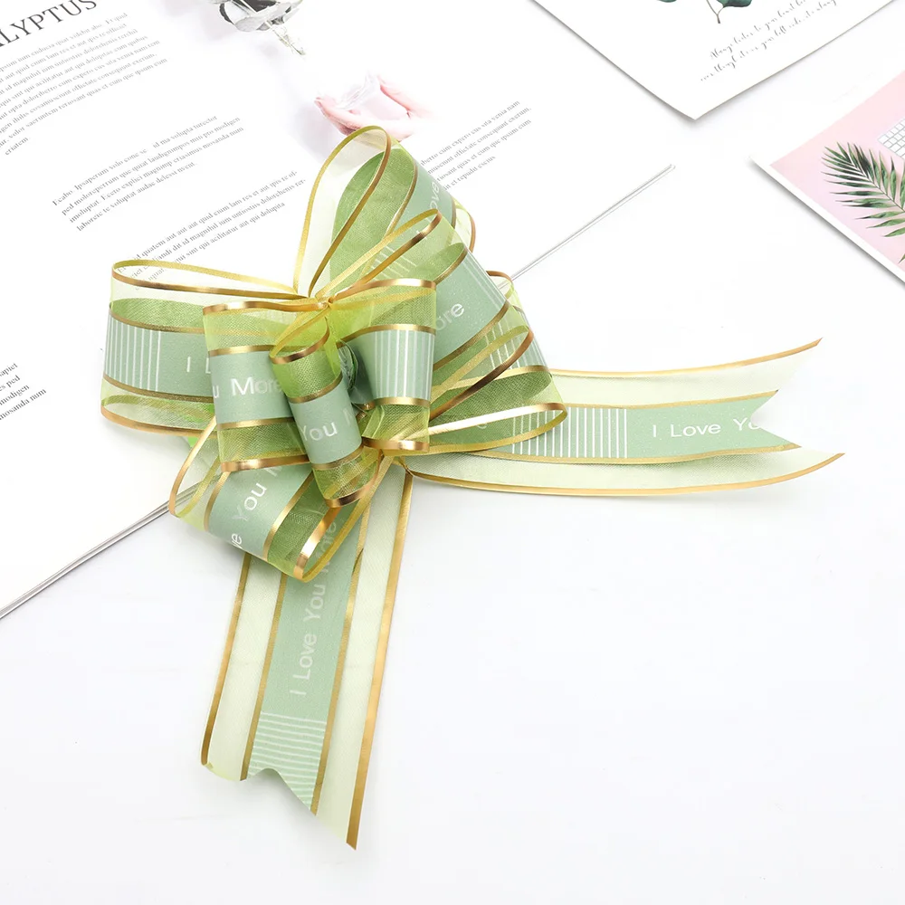 HUAJU Wholesale Butterfly Shape Pull Ribbon Wedding Party Gift Wrapping Wedding Decoration Organza Pull Bow ribbon