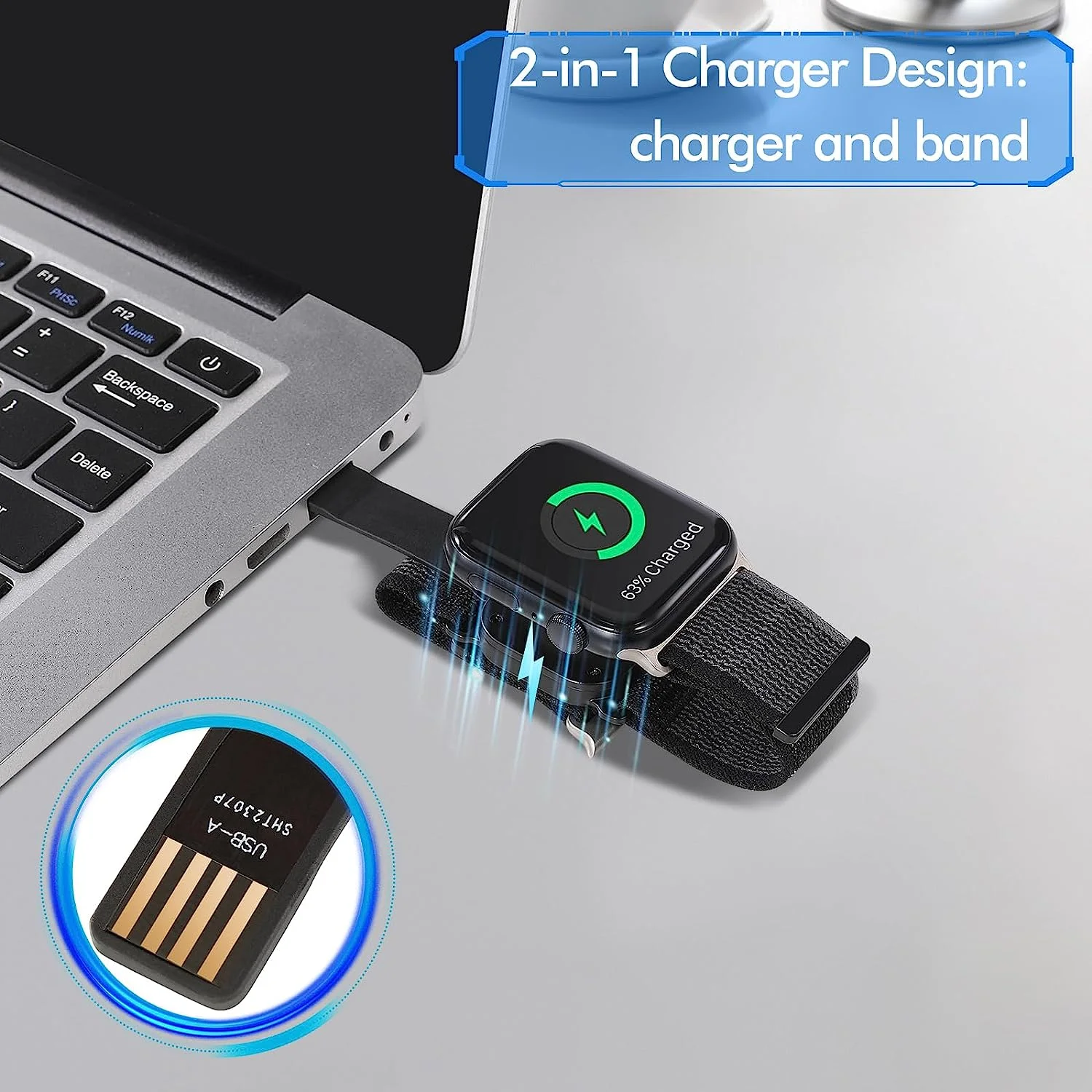 TITUO Newest Sport Loop Nylon Band Magnetic Wireless Charging for apple Watch 7 8 SE