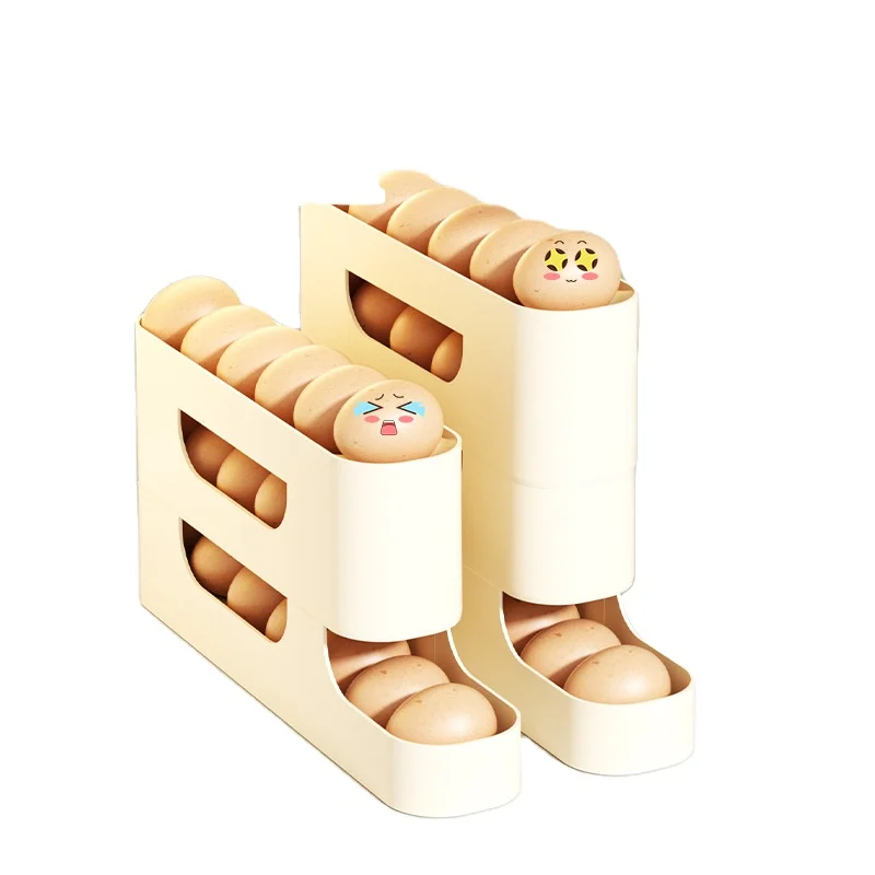 New Style Eggs Holder Egg Dispenser For Refrigerator Kitchen Automatic Rolling Egg Trays