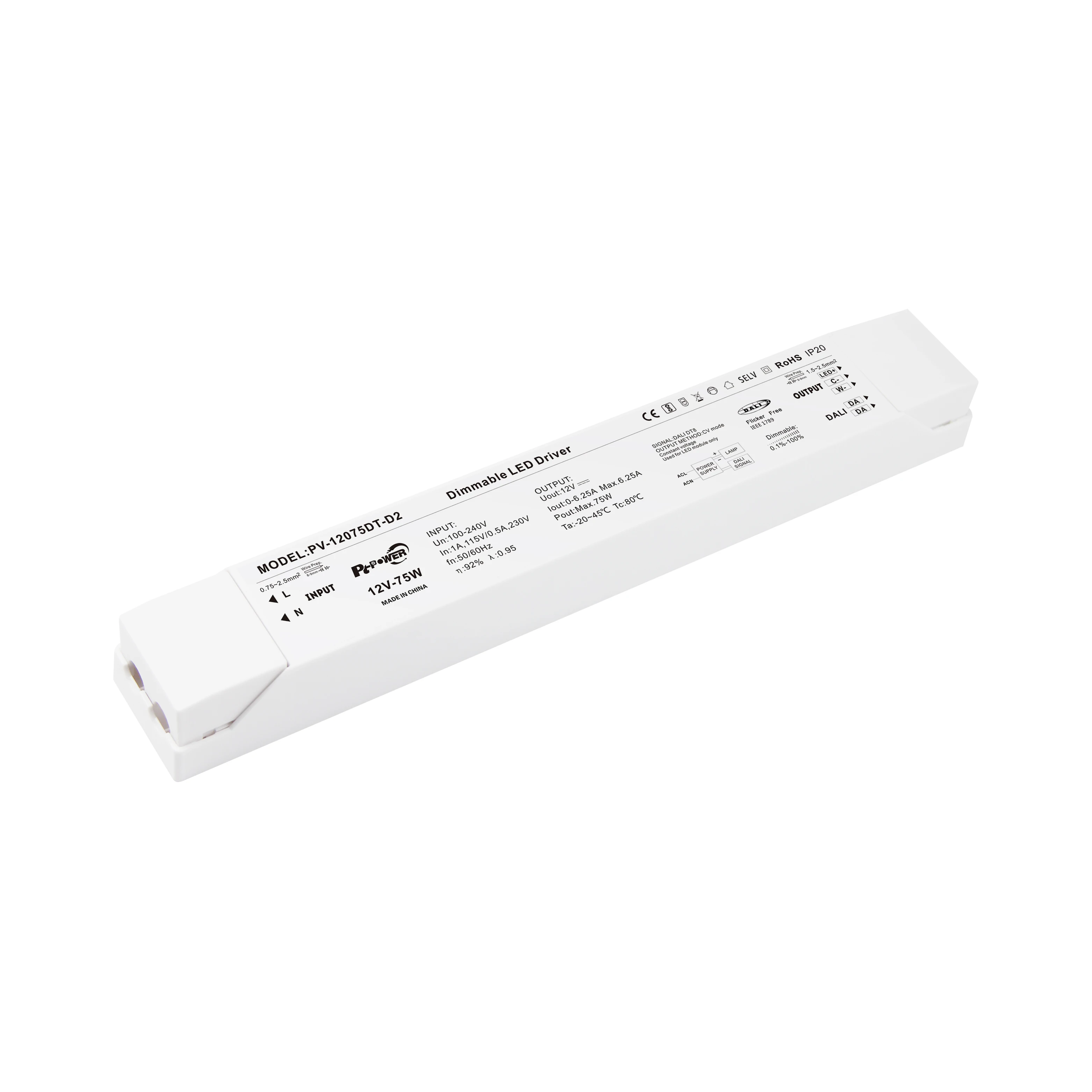 DALI-2 DT8 75W-200W Диммируемый источник питания с постоянным напряжением светодиодный драйвер 5-летней гарантией