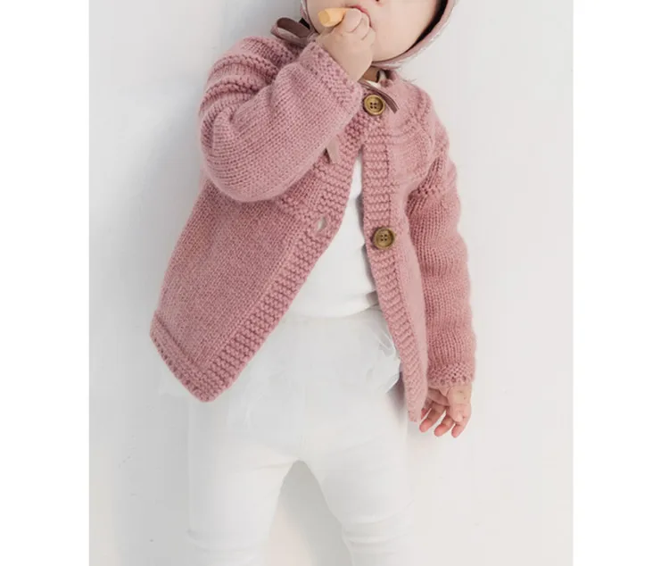 
OEM baby girl sweater chunky knitted cardigan kids 