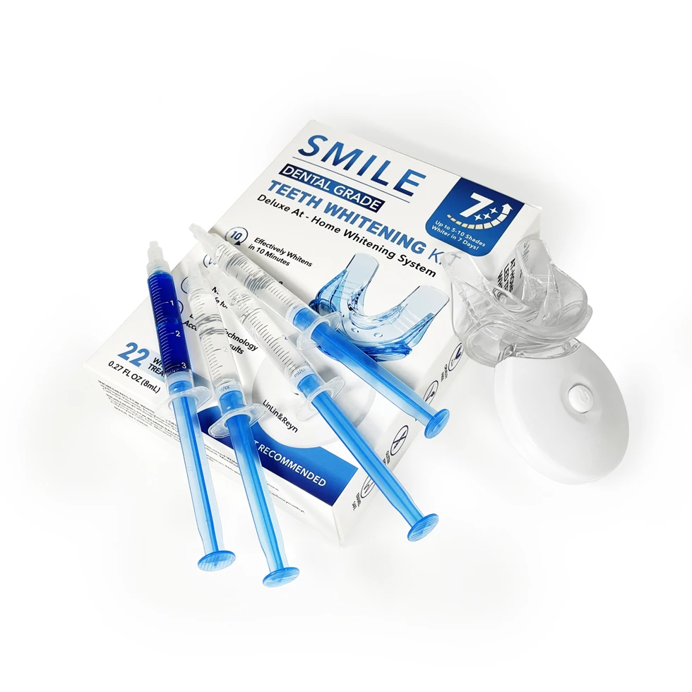 Custom Logo 3 x 3ml 35%Carbamide Peroxide HP PAP NP Gel Syringes 1 Remineralization Gel LED Light Mouth Tray Teeth Whitening Kit