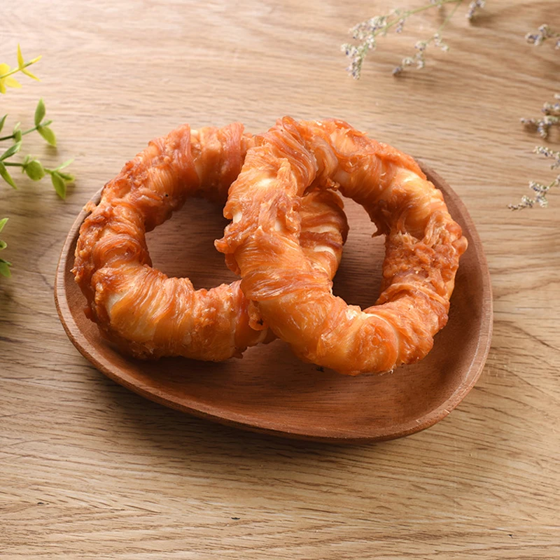 
Dog Food Dog Chews Rawhide Ring with Chicken Wrap Bully Sticks Dog Treats Training Snacks 