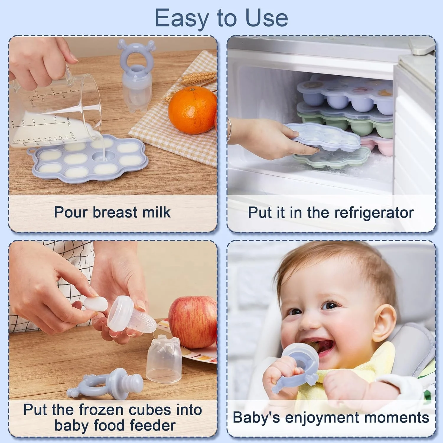 Bpa Free Silicone 10 Holes Baby Food Storage Container Ice Tray Food Freezer Silicone Ice Cube Tray Breastmilk Popsicle Mold