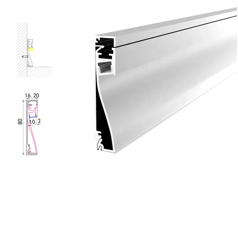 SDW065 Led Embedded Profile Luminous Skirting Line Ground Corner Line Aluminum Foot Line