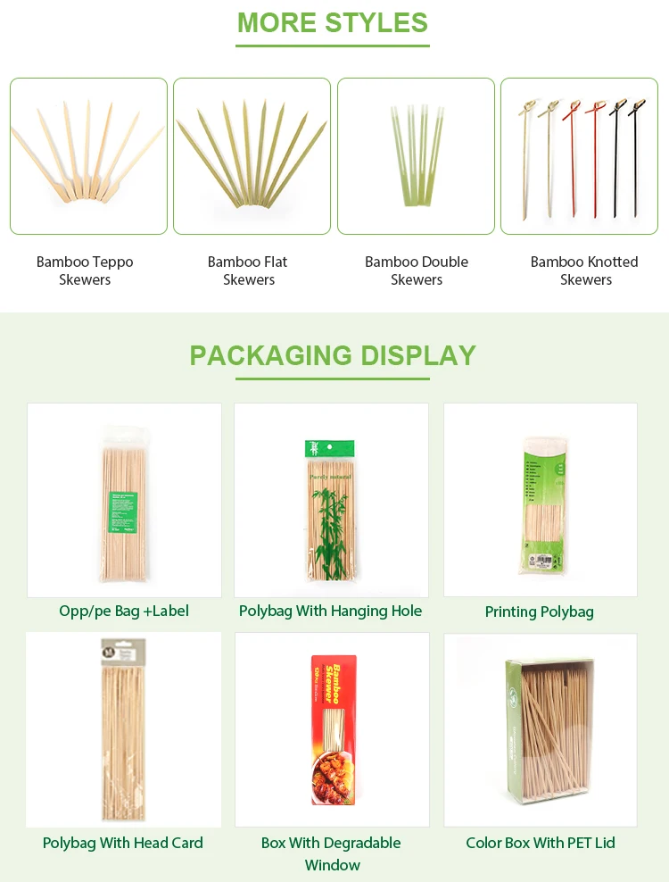 Natural Bamboo skewer High quality Bamboo Twisted skewers Barbecue Tools skewers bamboo handle