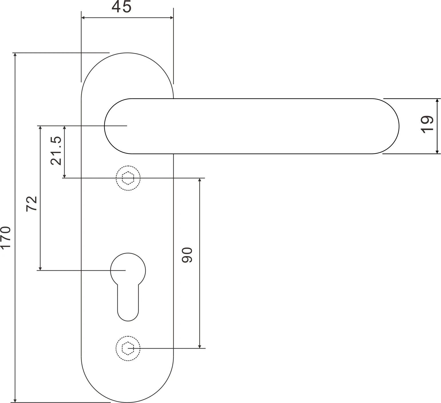
Stainless steel door handle SS2003-19 HANRUI brand 72mm center size with standard EN1906 Grade 3 brass core level handle 
