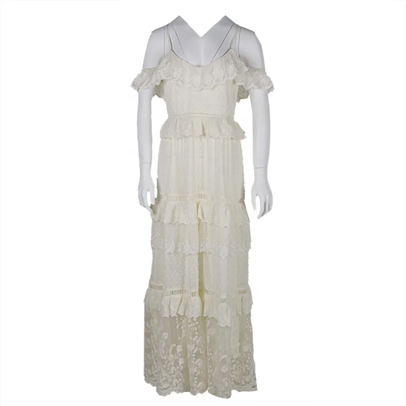  New Arrival Boho Embroidery Off shoulder wedding dress Train skirt  Lace Trim bridal Gown Casual Dress mother of the bride