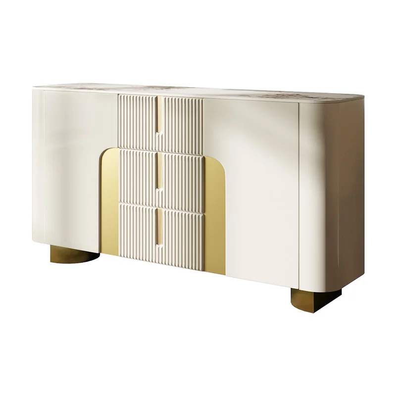 Light Luxury Livingroom Furniture Cabinet Marble Plate Dinner Side Cabinet Modern Simple Restaurant Lockers Bowl Wine Cabinet