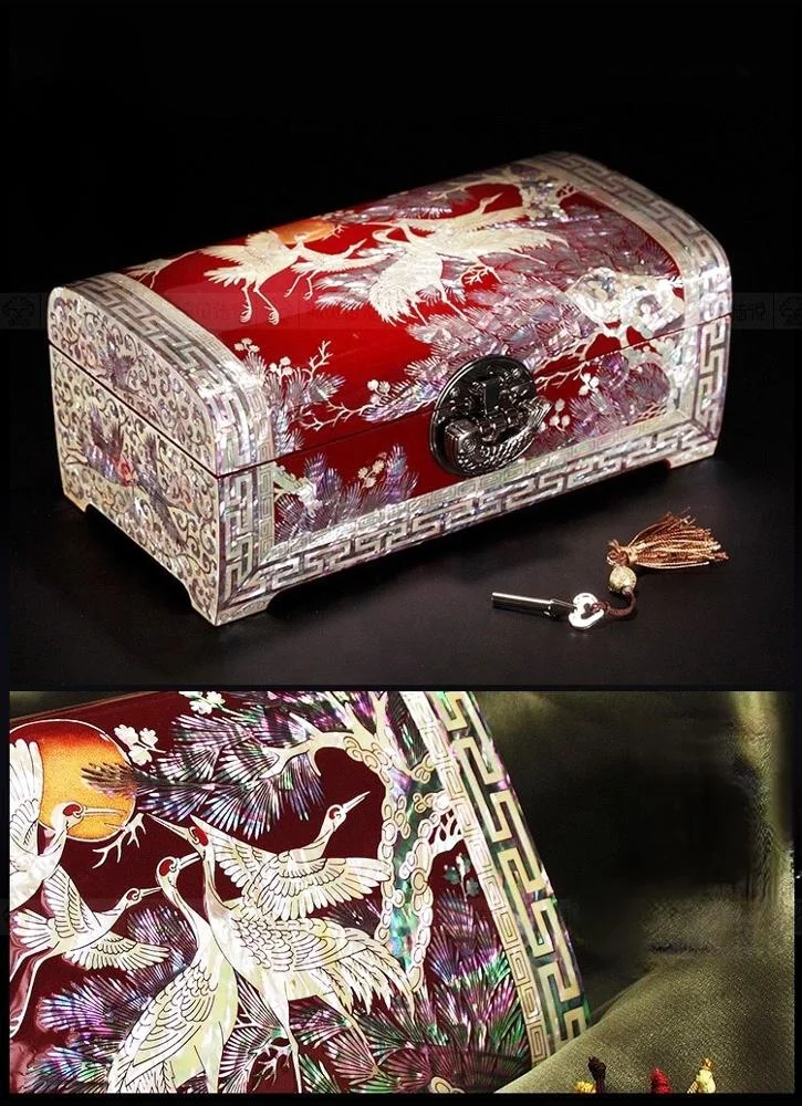 FHbiz Custom Luxury High quality Jewelry Shell Velvet Wedding wooden crafts Storage Gift Box Packaging organizer with logo