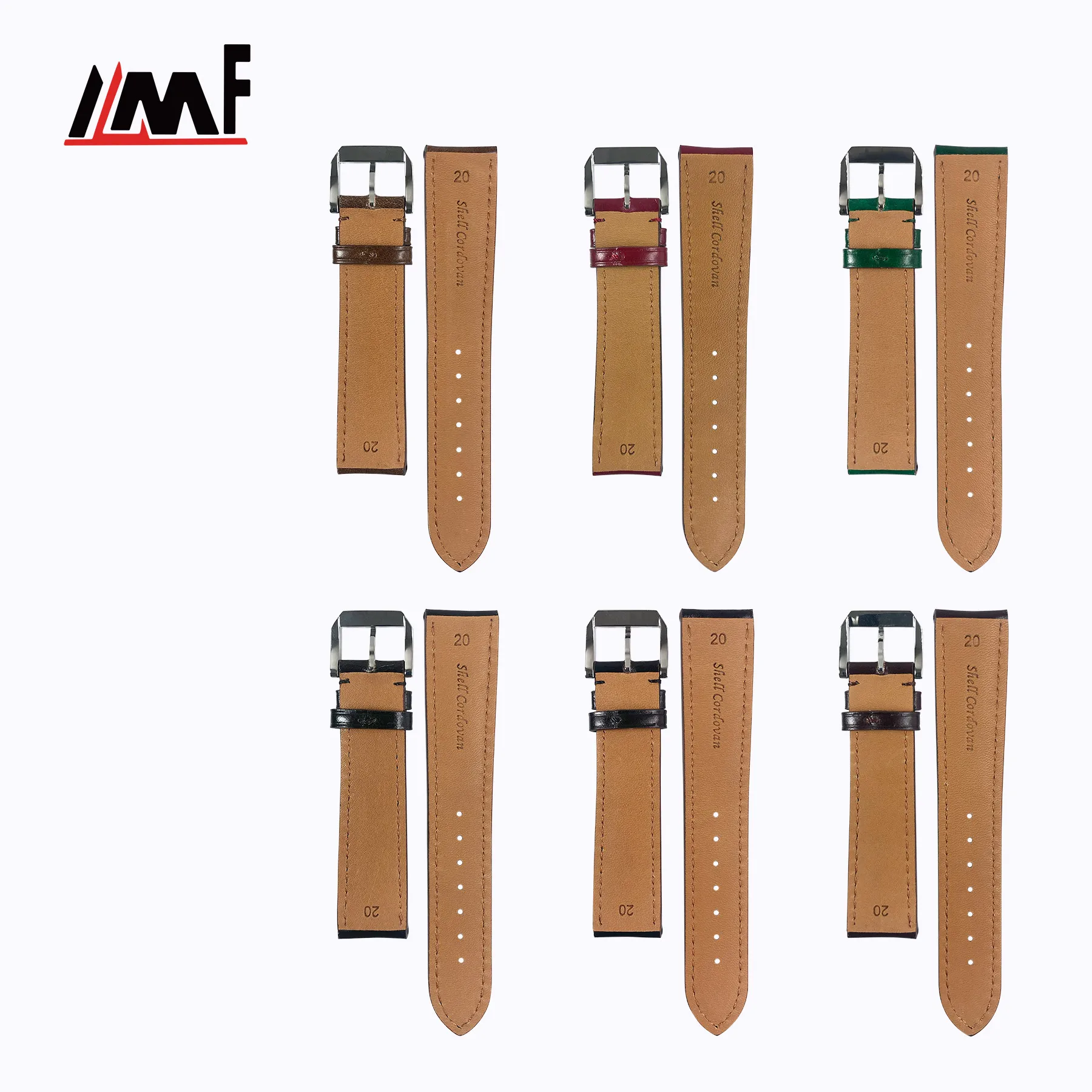 Private Label Fashion 20mm shell Cordovan Western Style Leather Strap Premium Soft  For Wrist Watch