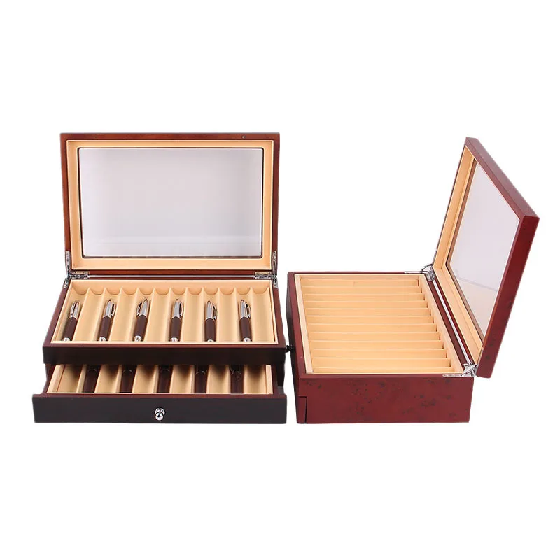 Wood Pen Display Storage Pencil Box 2 Layer Design Pen Packing Box Factory Price