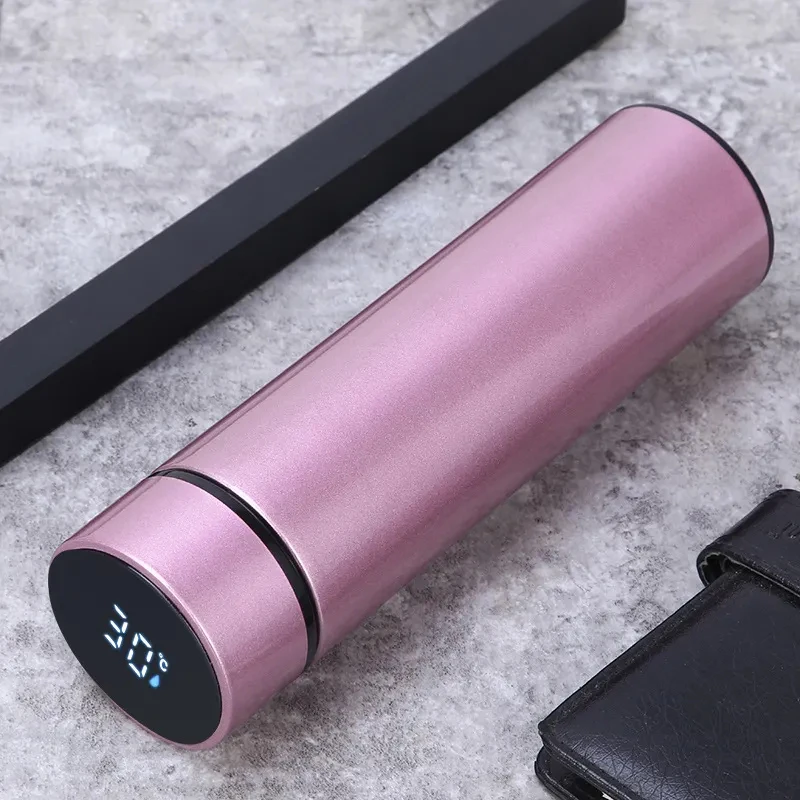 Hot 500ml stainless steel double wall life vacuum cup with touch screen lid temperature display led smart water bottle