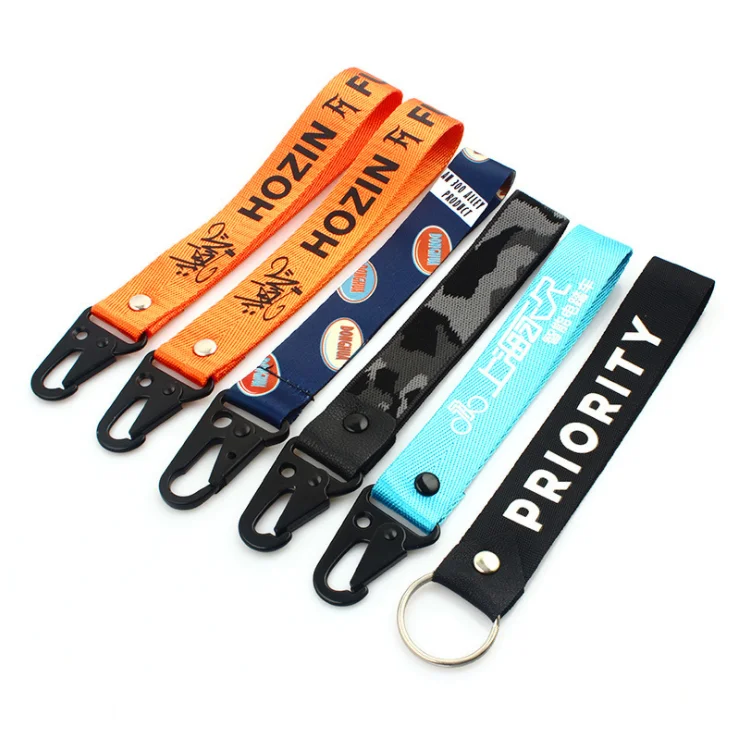 Fashion style carabiner polyester Webbing Backpack Hooks promotional outdoor keychain for zipper keychain