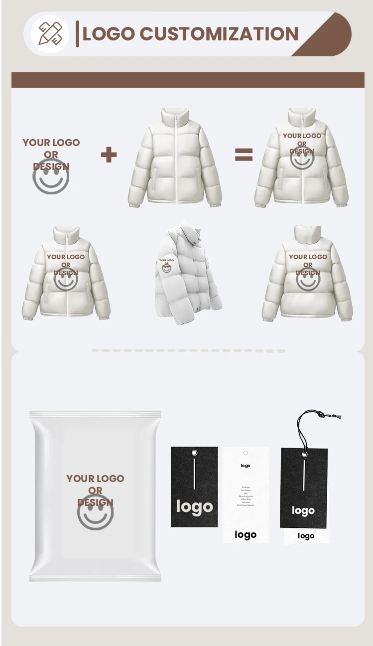 Custom Men's Winter Autumn Quilted Puffer Jacket Warm Thickened Bomber Jacket