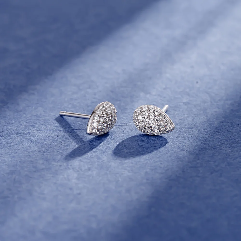 S925 sterling silver droplet shaped small earrings with micro inlaid diamond melon seed earrings wedding jewelry