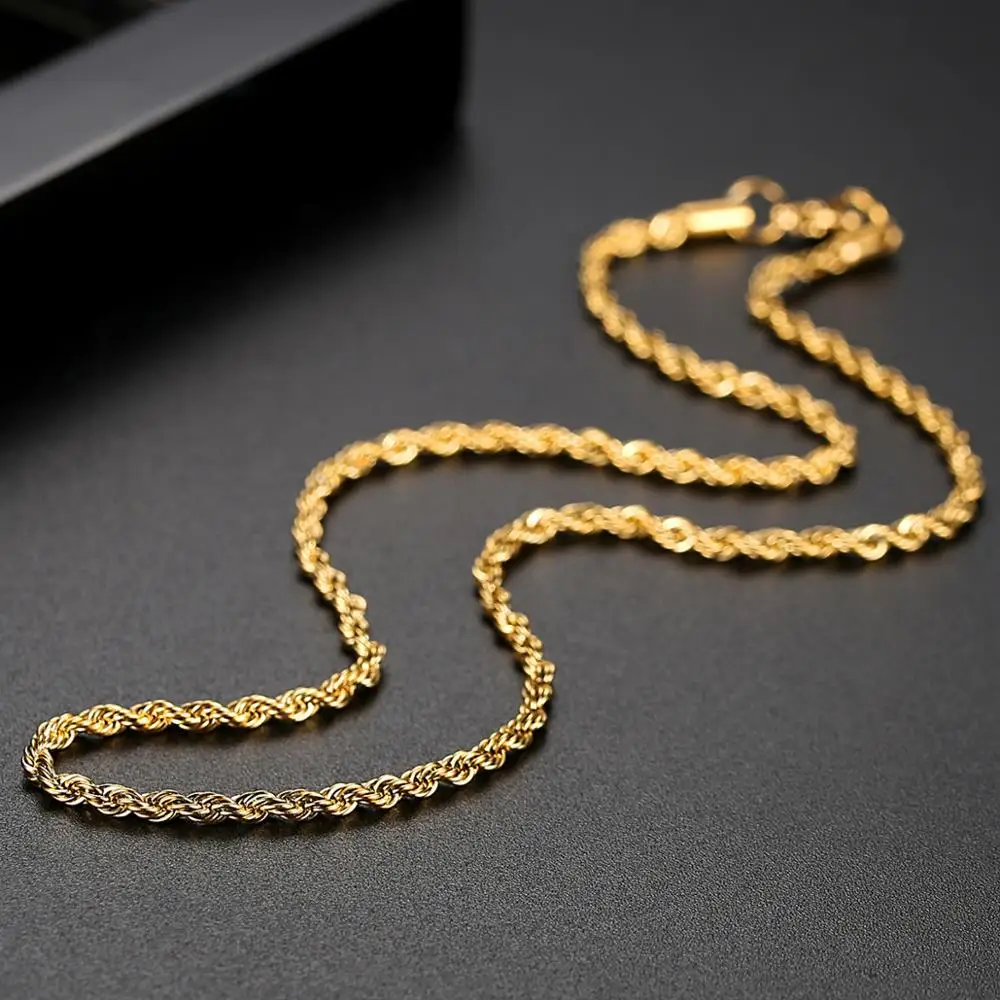  Высококачественное ожерелье из стерлингового серебра 925 пробы Посеребренная веревочная цепочка