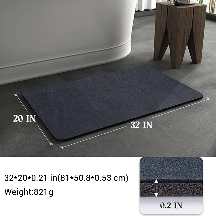 Thin Bathtub Rugs Washable Bathroom Mat Quick Dry Super Absorbent Non Slip Bath Mats