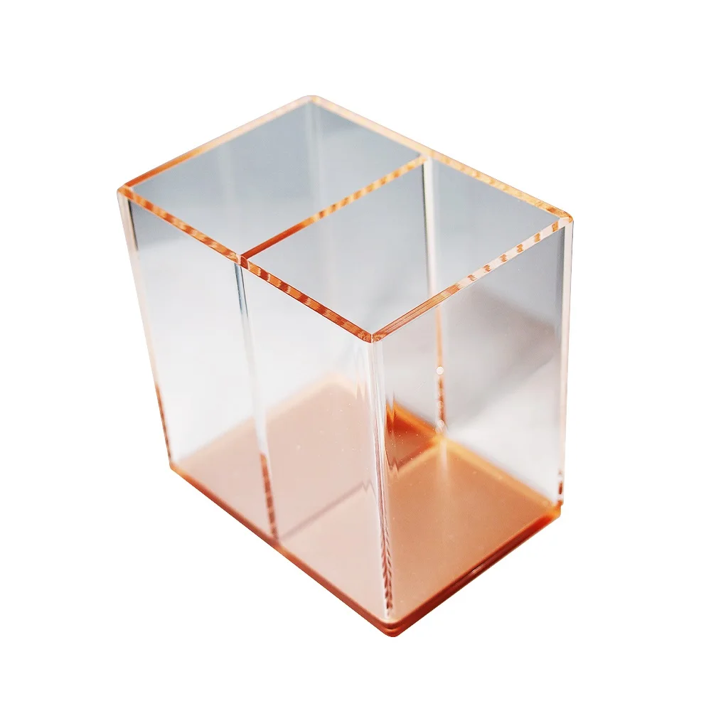 Top Quality OEM Luxury 100% Clear Acrylic Office Black Desk Organizer Rose Gold Pencil Pen Holder For Export