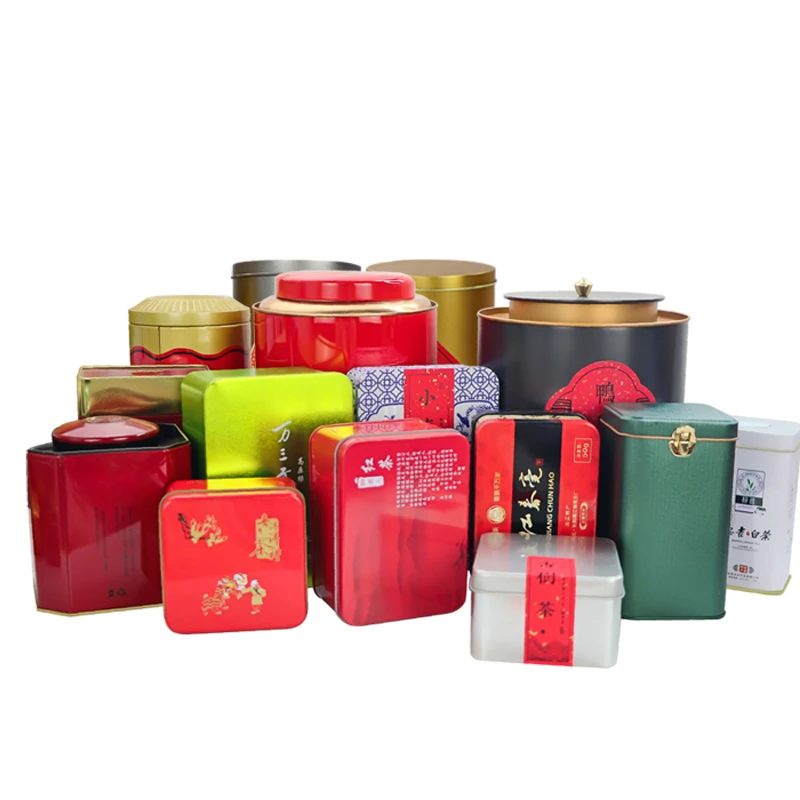 Customize various round size metal tin boxes, square metal container packaging, airtight tin cans for tea