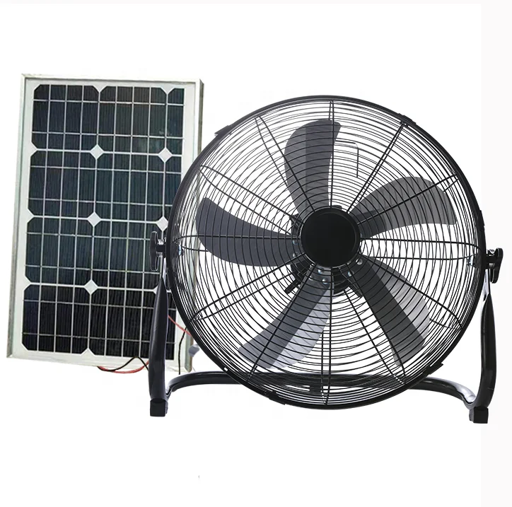 NEW ARRIVAL  16 inch big size  DC 24V  portable cordless step-less speed control solar powered fan with AC adapter