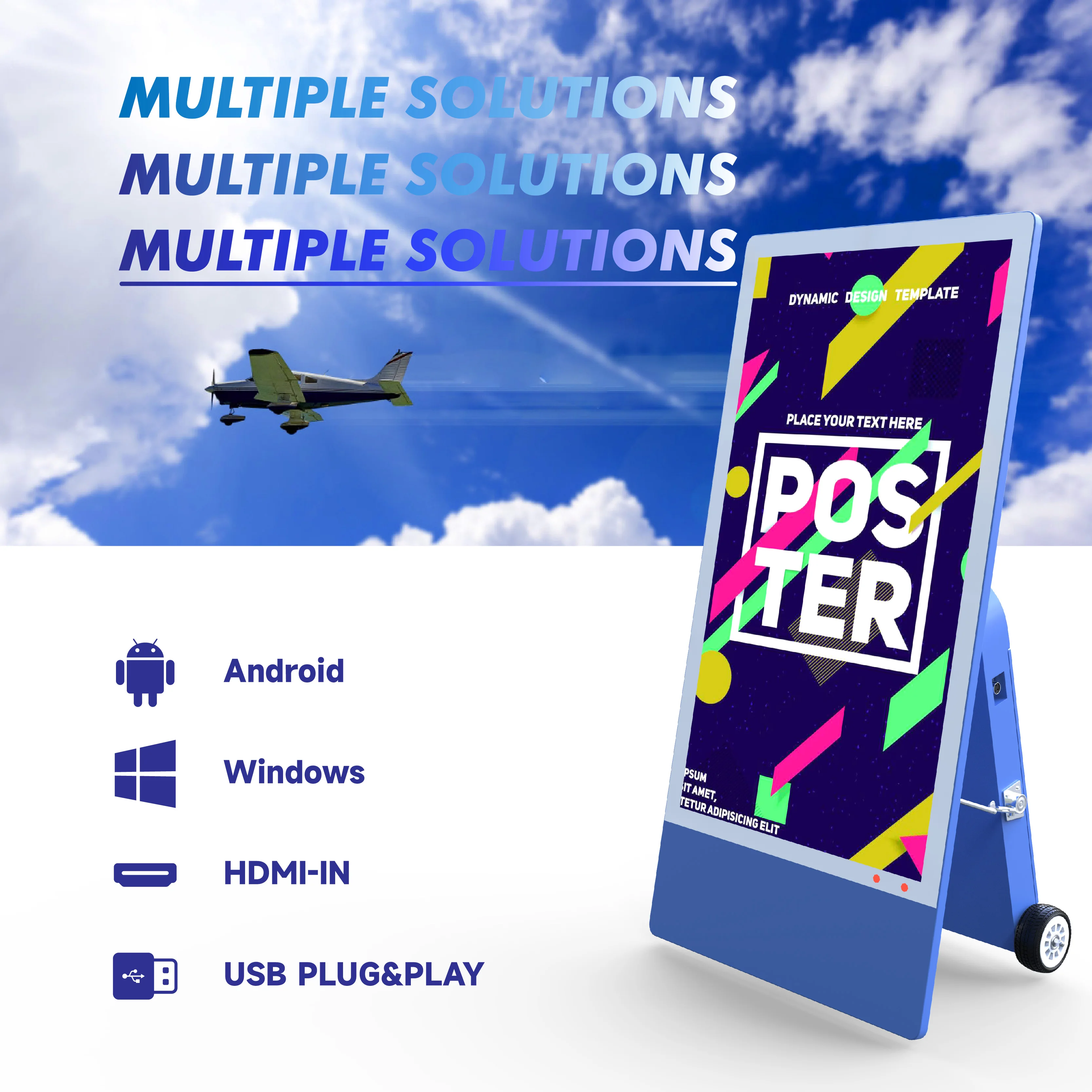 New Arrival 32/ 43Inch Portable lcd/led screens with battery Outdoor highlight Mobile digital signages advertising marketing