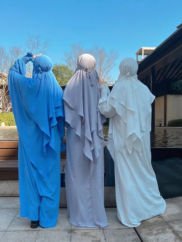 New Dubai Abaya Muslim Prayer Jilbab Khimar Niqab 2 Layer Hijab Set Islamic Ethnic Clothing Abaya Muslim Dress Women