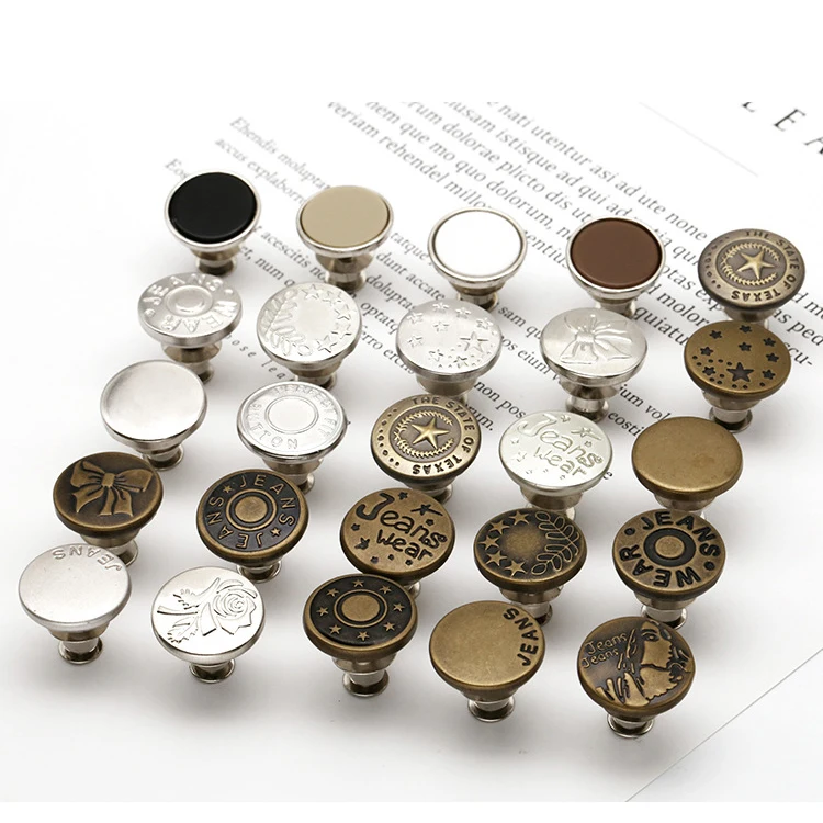 Manufacturers Wholesale Brass Metal Button Replacement Jeans Buttons No Sew Instant Detachable Clothes Buttons Pins For Jeans