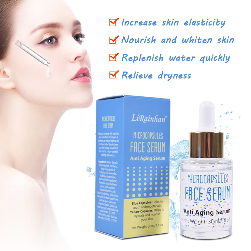 Custom OEM ODM Combined Plant Components Microcapsules Face Serum Smooth Hydrate Dry Skin Repairing Serum Moisturizing