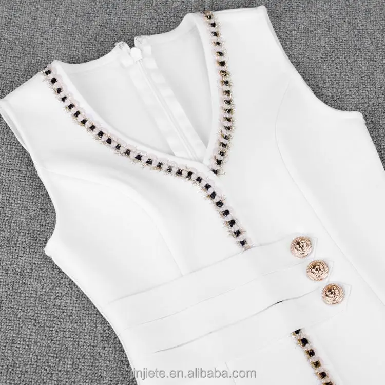 Custom Verano Rivet Sleeveless Formal Cocktail Dresses Vestidos De Fiesta Vestidos Dama De Honor Mini White Bandages Dresses