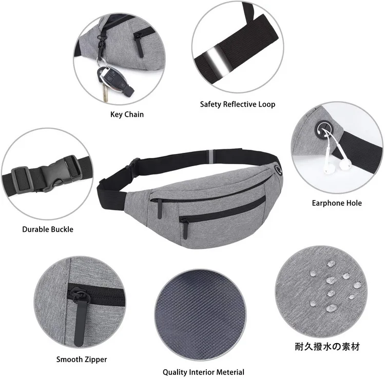 Multi functional waterproof custom bum bag wholesale mens fanny pack waist bag 2022