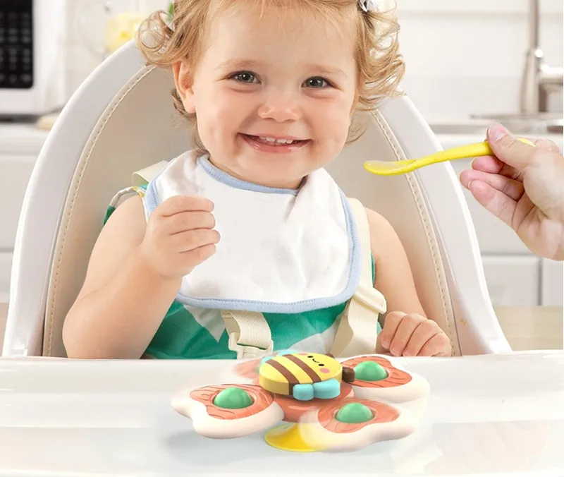 Konig Kids 3pcs Set New Born Toys Rotating Fidget Toy Suction Cup Spinner Bath Time Baby Toys