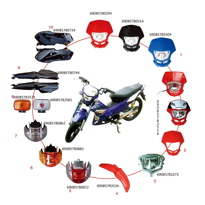 Factory Manufacturer HONDA-XRM Motorcycle Parts for Motorcycles Complete Plastic Body Side Cover Front