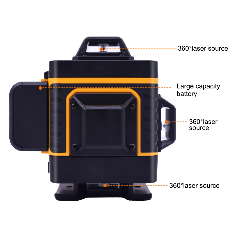 High precision 360 degree rotating 16 lines 4d multi green light laser level with tripod