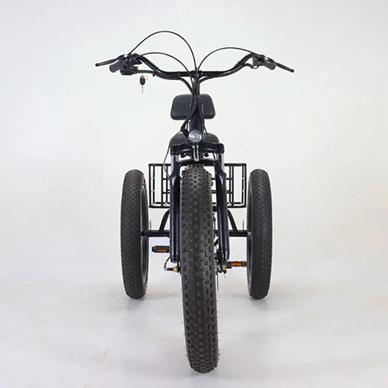 500W Big Power 20*4 Inch Fat Tire 3 Wheel Electric Tricycle With Rear Basket 3 Wheel Electric Cargo Bike Cargo Tricycle