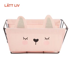 LATTLIV Metal Storage Basket Home Decor Waterproof Fabric Cover Large Capacity Sundries Storage Baskets for Organizing