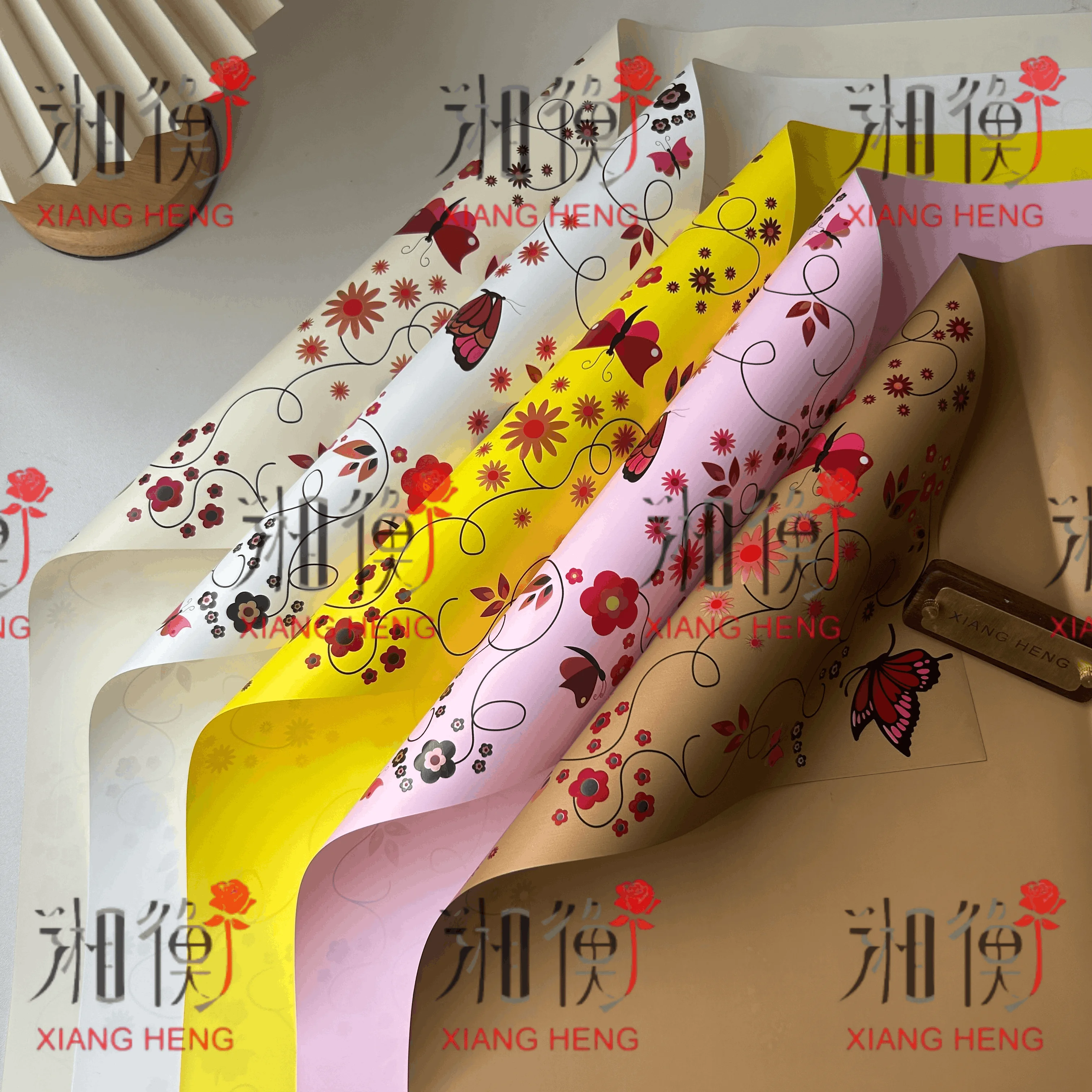 Hot sale wholesale New Design Butterfly Small Flower Korean Paper Flower Wrapping Paper florist paper flower wrapping