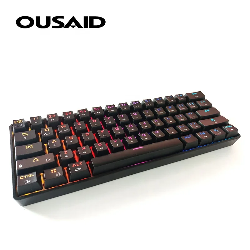 Ousaid 61 Key Wired Wireless RGB LED Wholesale Keyboard Best Mechanical Retro Keyboard