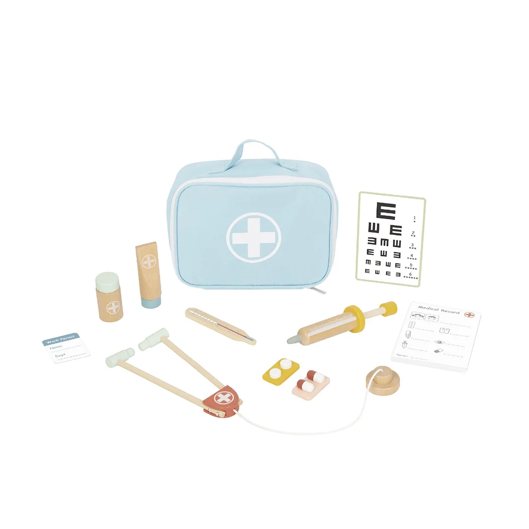 Wooden Doctor Tool Set Medical Box Game Simulation Realistic Pretend Play Early Educational Toys for Kids