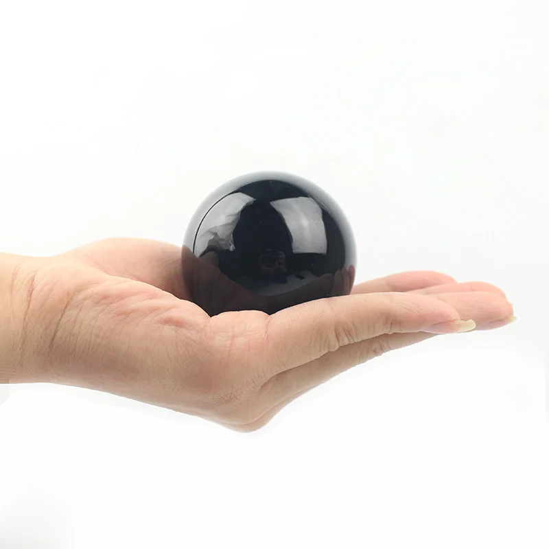 50mm Asian Natural Crystal Healing Ball Black Obsidian Sphere Glass Stone With Stand
