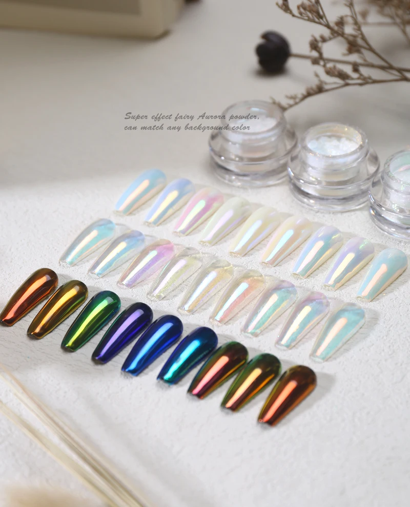 Aurora Mirror Chrome Mermaid Pigment Powder China Manufacturer Colorful Glittering Handmade 3D Nail Art Supplies Nail Products