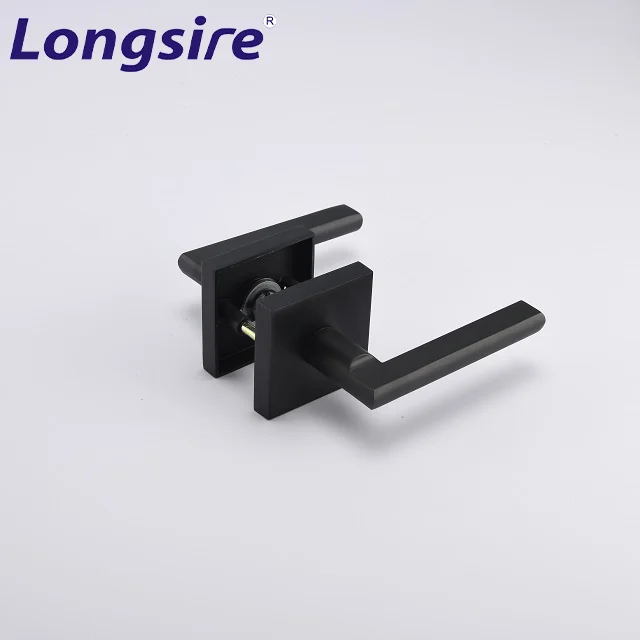 Modern Matt Black Zinc Alloy Tubular Keyed Entry Door Lever Handle Lock with Keys for bathroom/bedroom/passage/dummy Door Lock